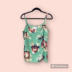 #3264 - CAbi Bloom Top - Women‘s Mossy Painted Floral Lingerie-Strap Top
